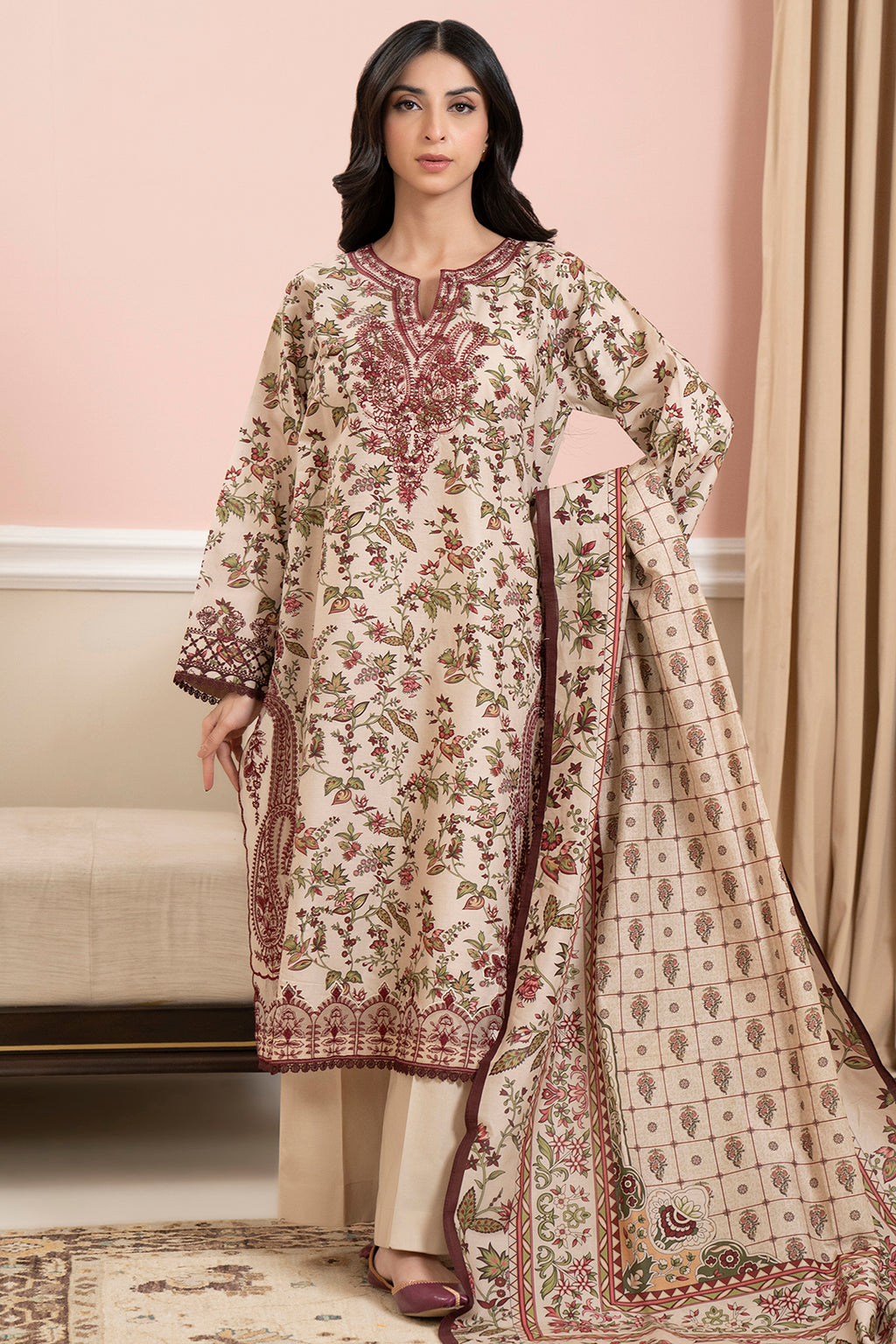 Embroidered Shirt Shalwar Dupatta - 0678