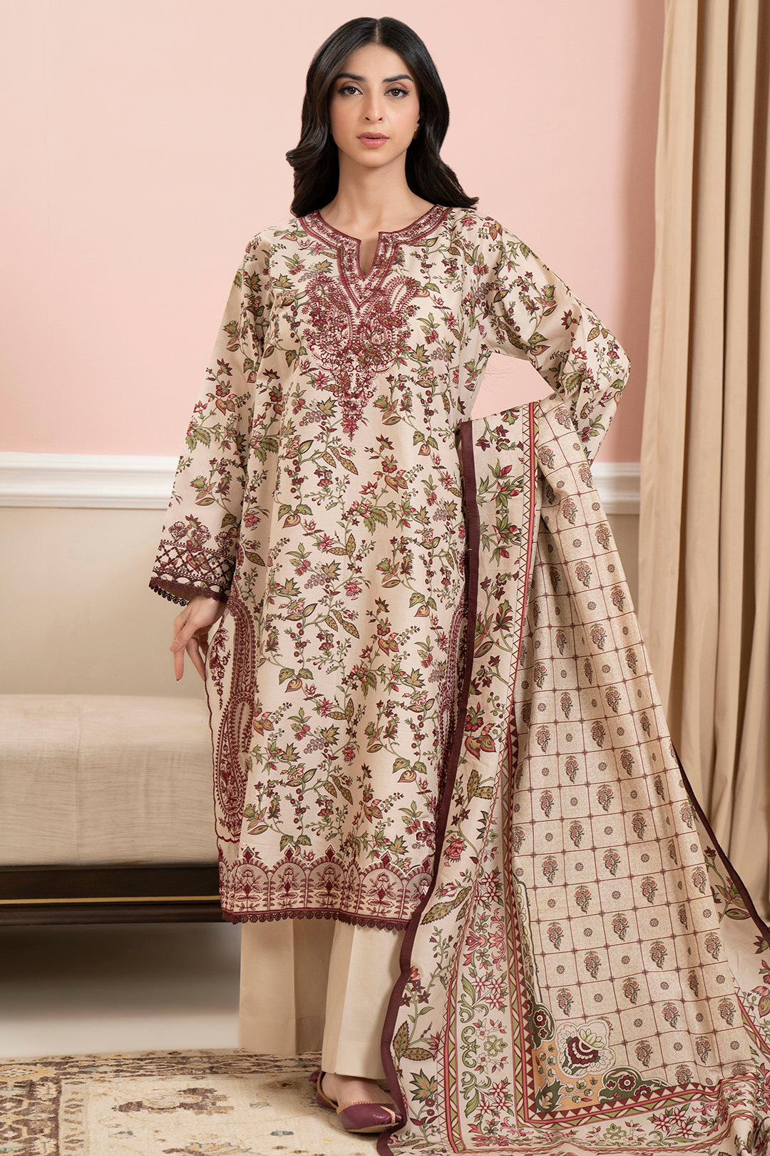 Embroidered Shirt Shalwar Dupatta - 0678