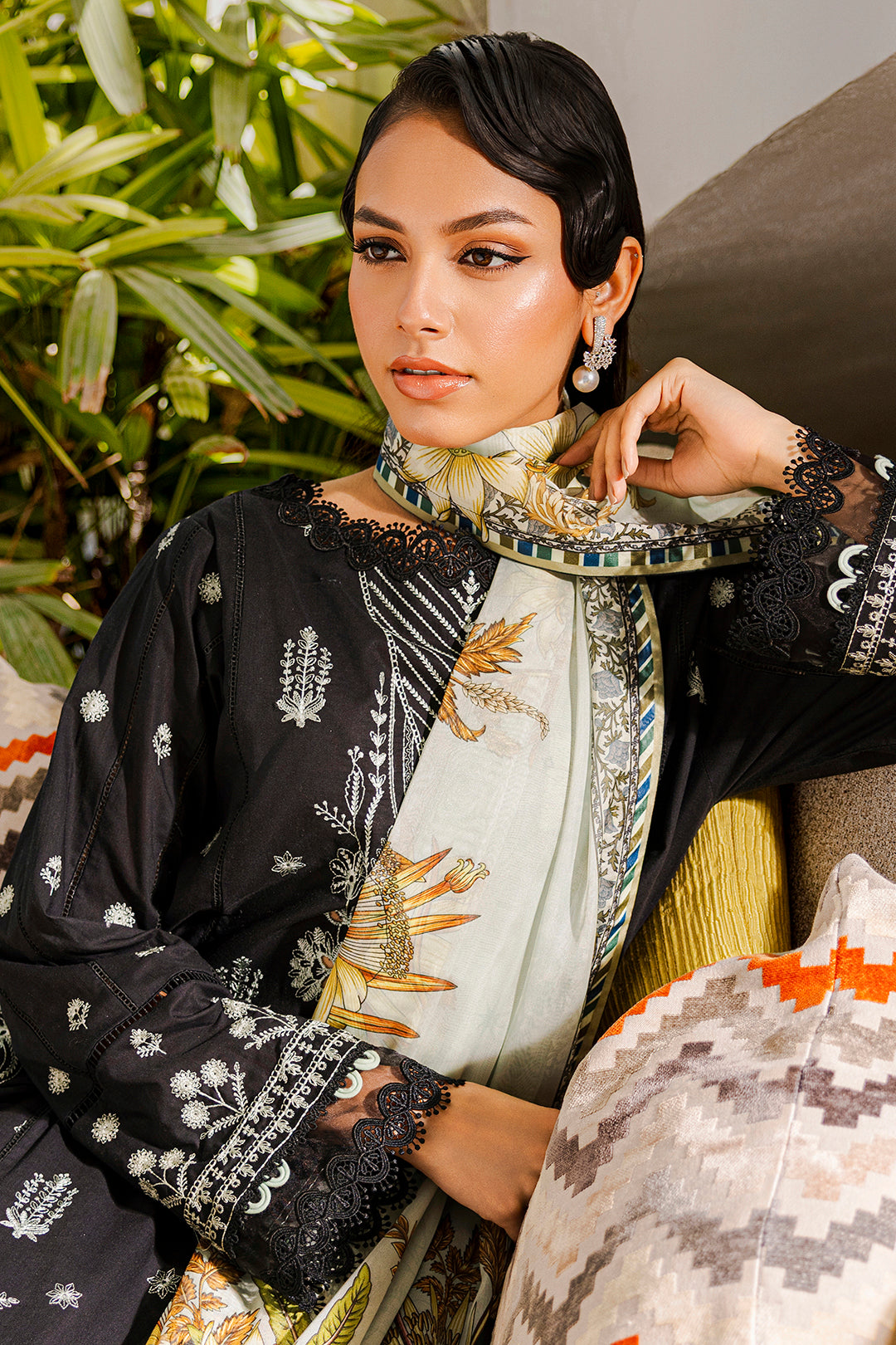 3 Piece Stitched Chikankari Embroidery Suit - Ready To Wear