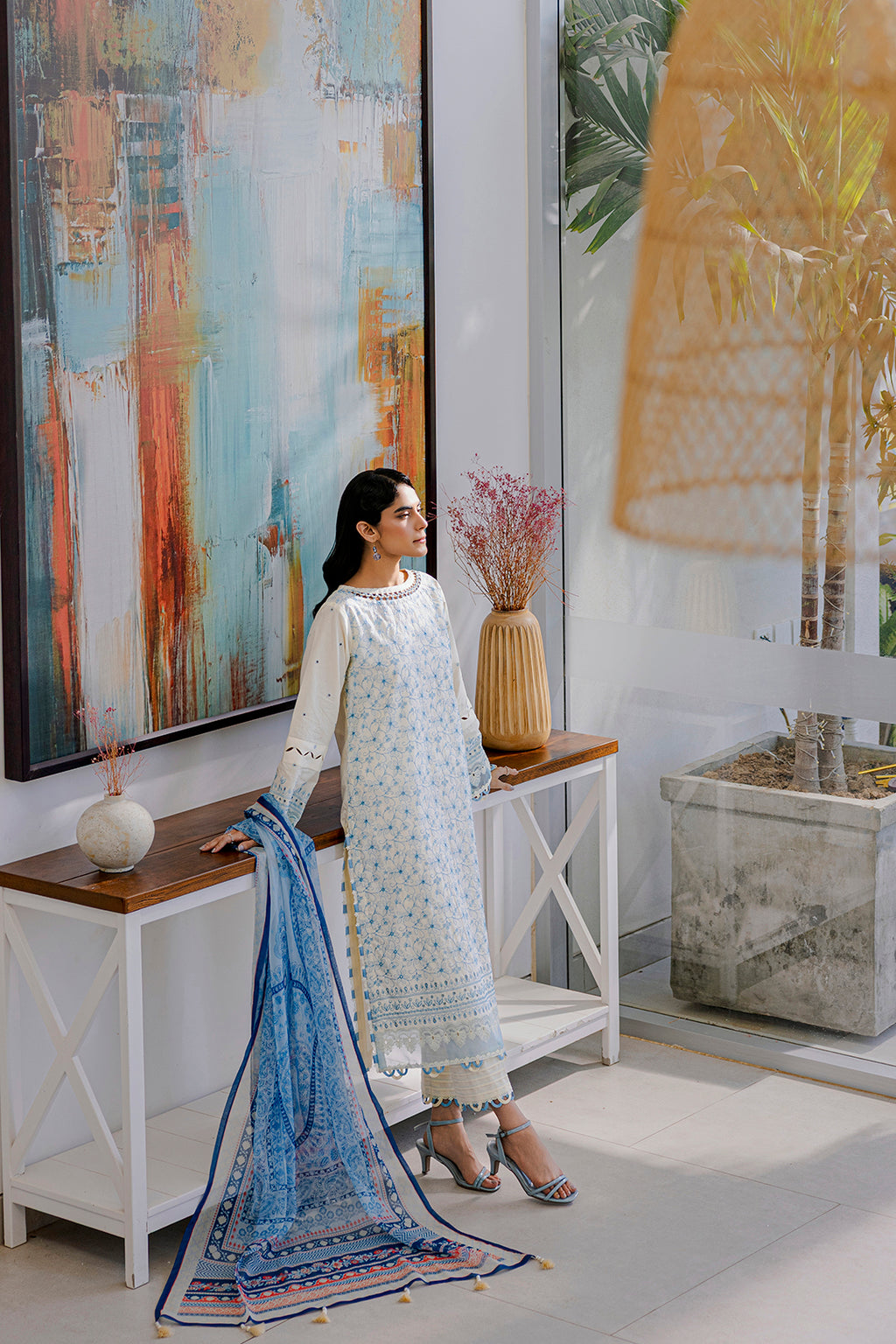 Embroidered Shirt Shalwar Dupatta - 0805