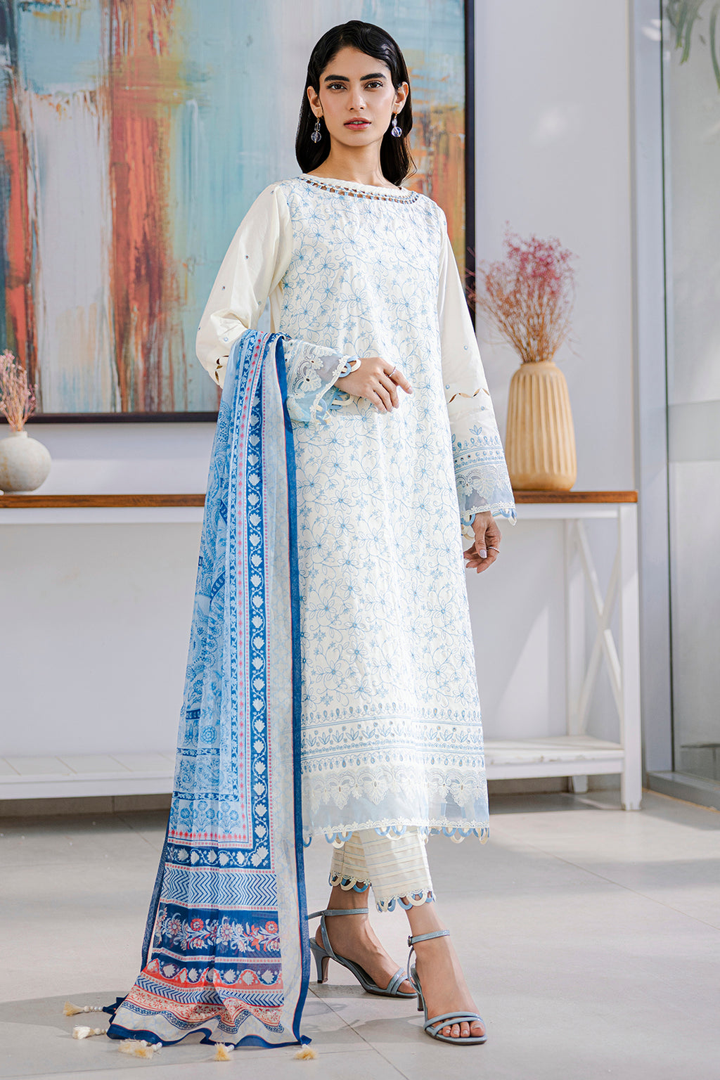 Embroidered Shirt Shalwar Dupatta - 0805