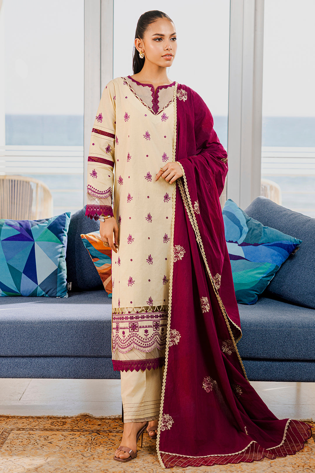Embroidered Shirt Shalwar Dupatta - 0808
