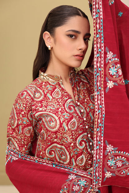 Embroidered Shirt Shalwar Dupatta - 0817