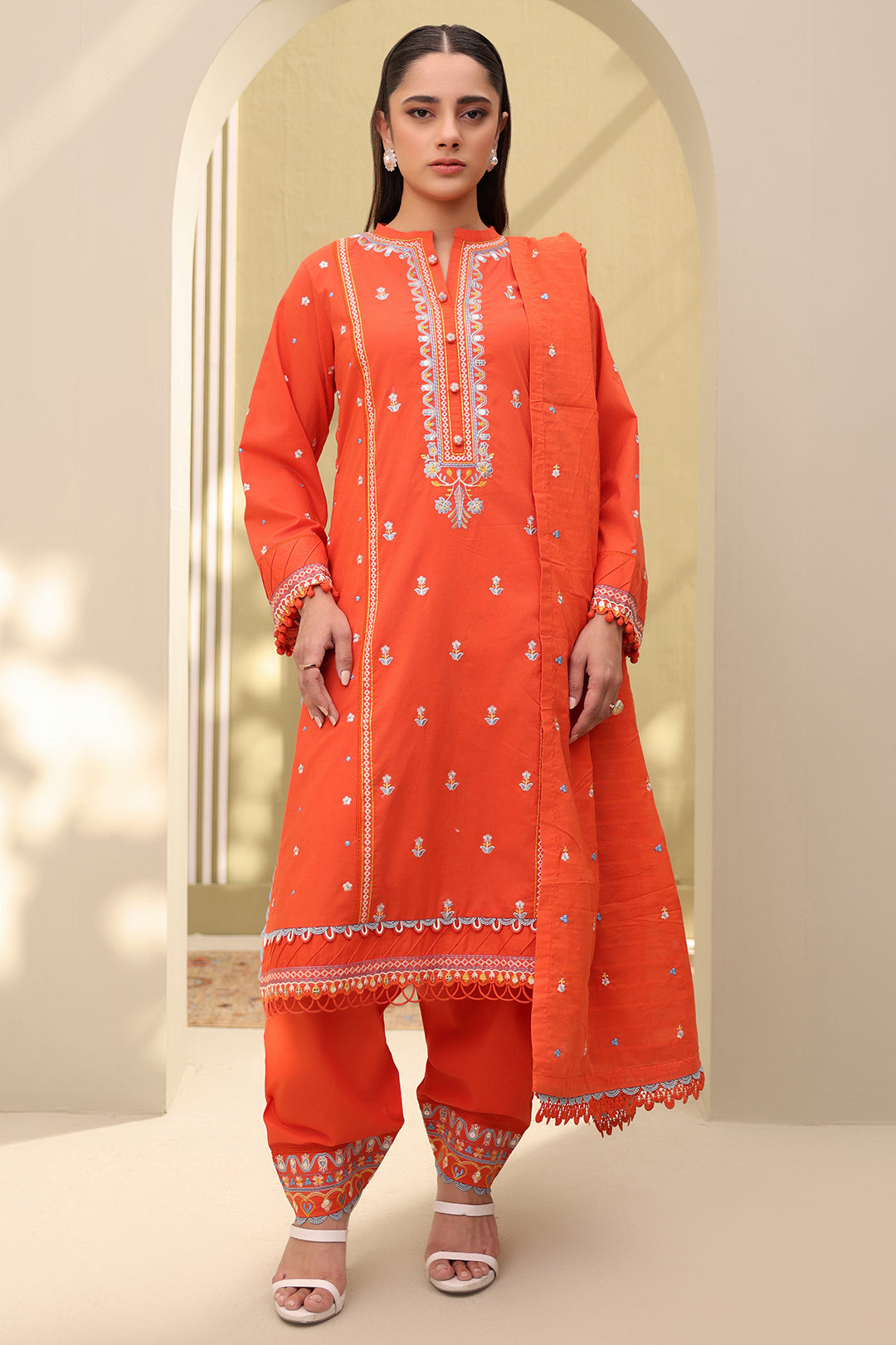 Embroidered Shirt Shalwar Dupatta - 0818