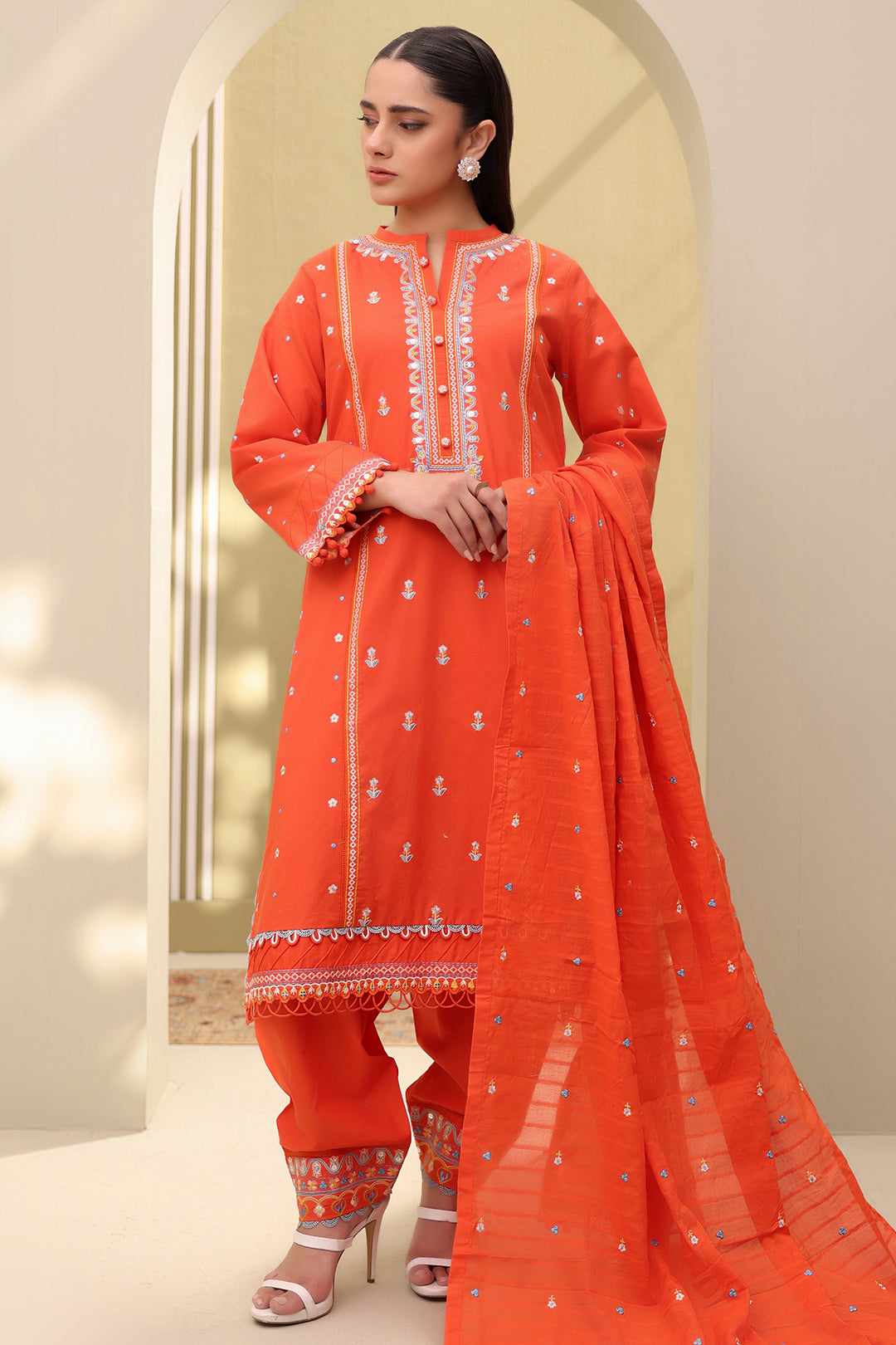 Embroidered Shirt Shalwar Dupatta - 0818
