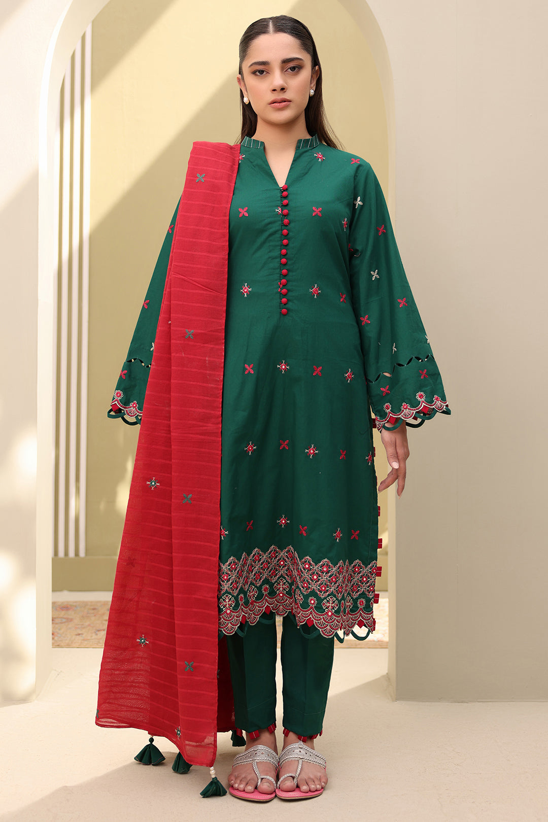 Embroidered Shirt Shalwar Dupatta - 0821