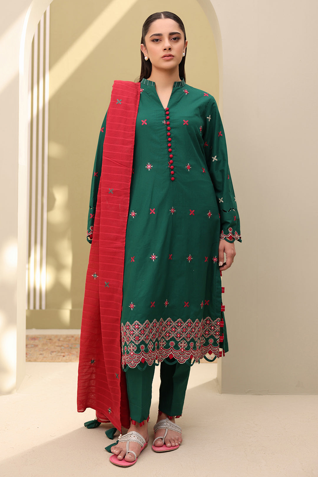 Embroidered Shirt Shalwar Dupatta - 0821