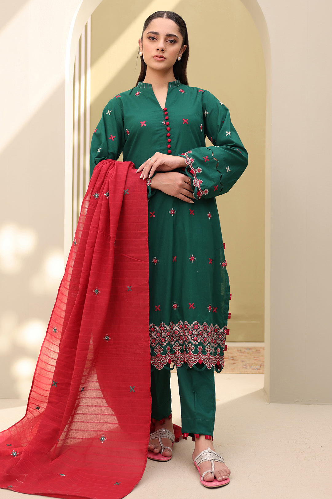 Embroidered Shirt Shalwar Dupatta - 0821