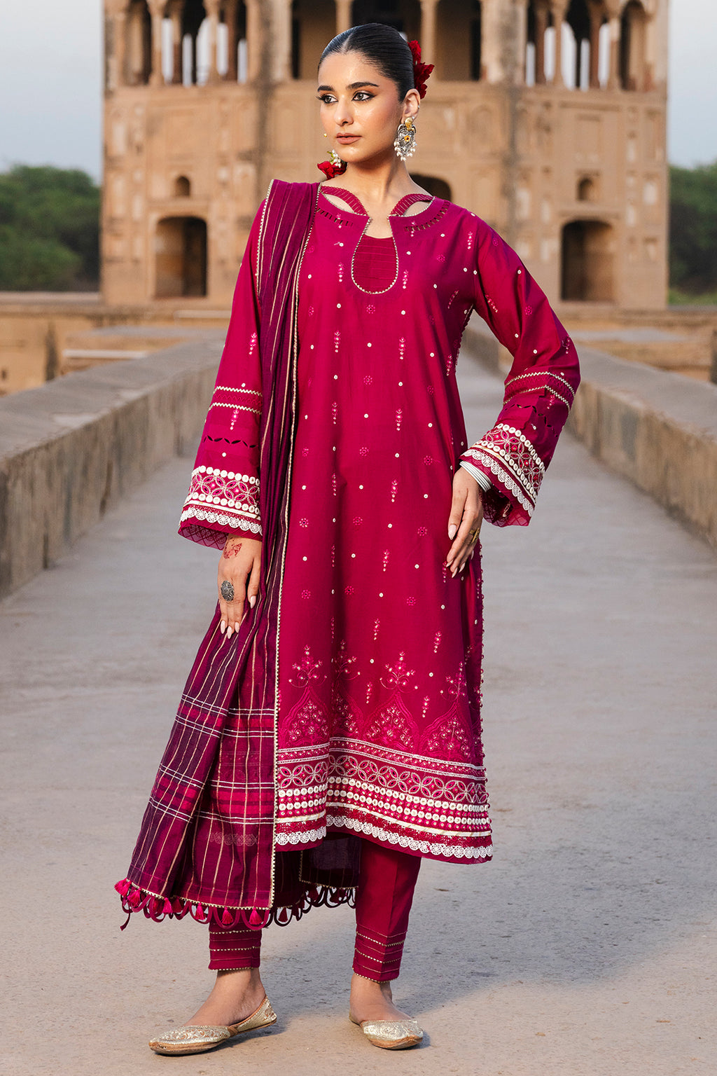 Embroidered Shirt Shalwar Dupatta - 0824