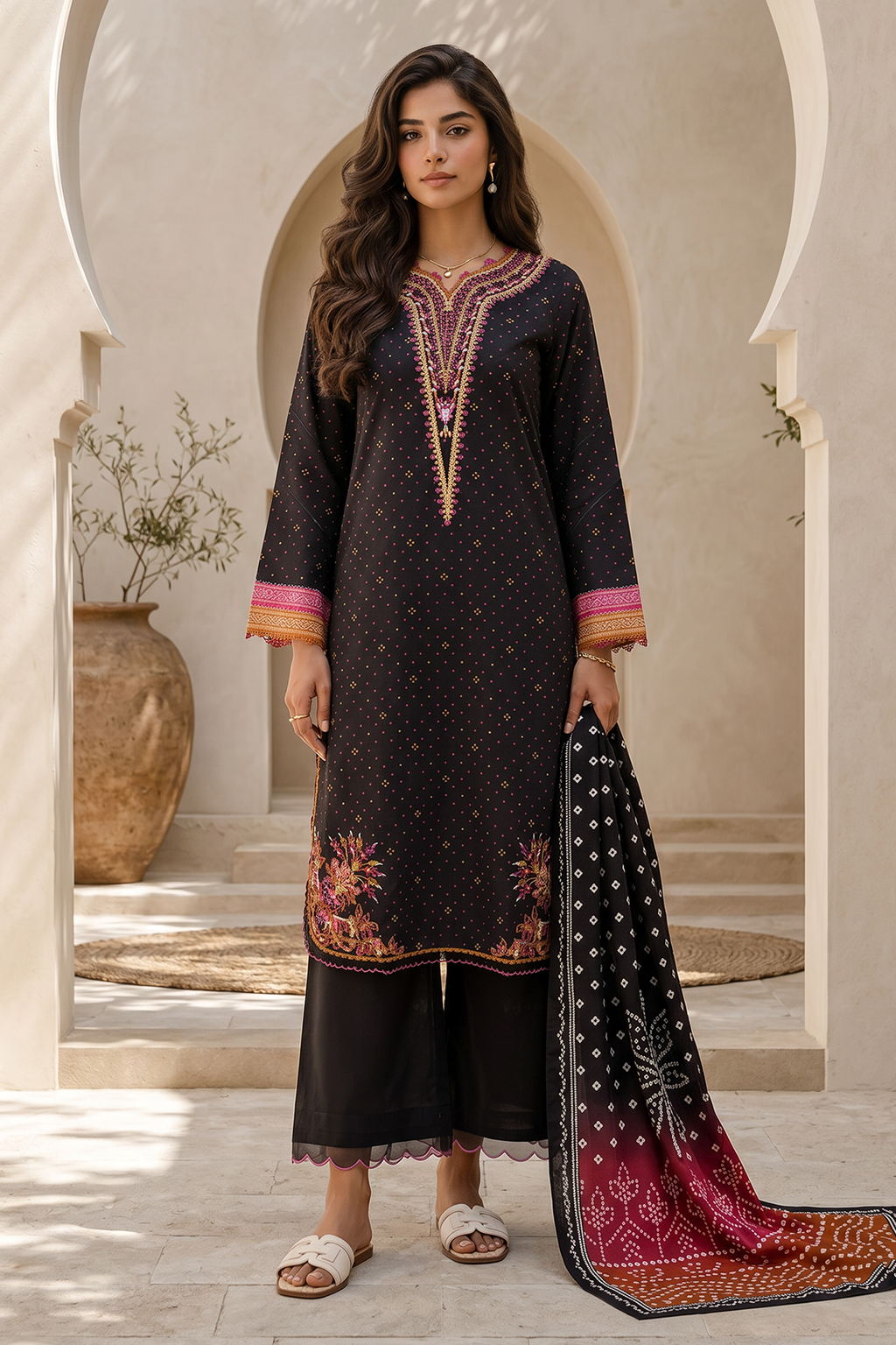 Embroidered Shirt Dupatta - 0867