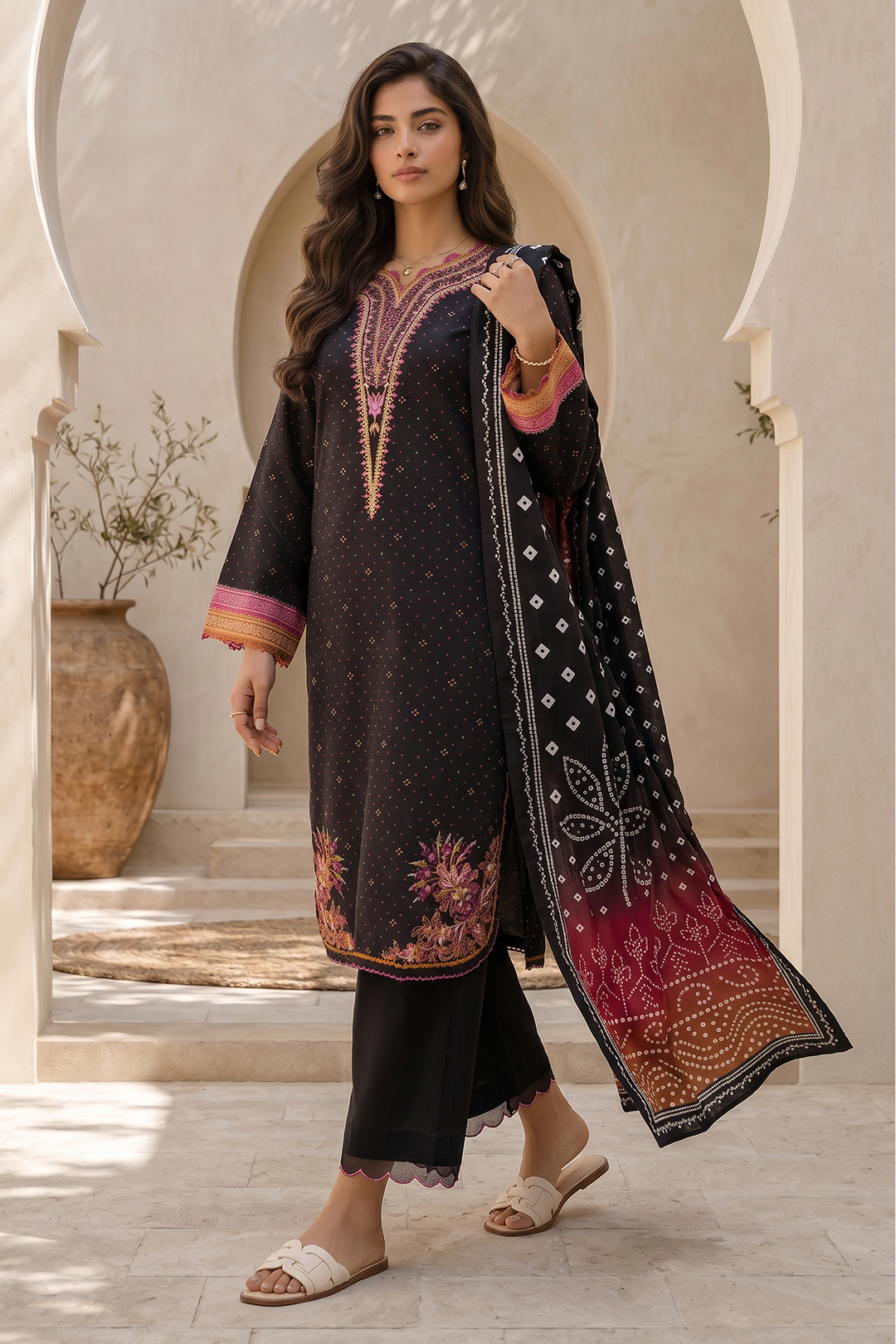 Embroidered Shirt Dupatta - 0867