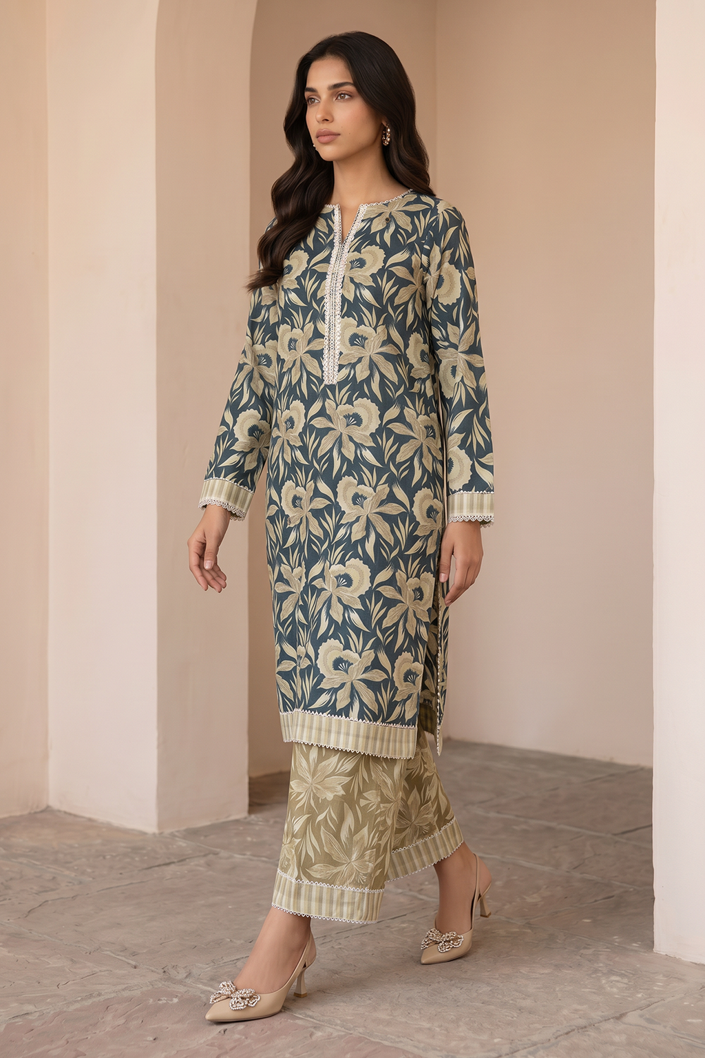 Embroidered Shirt Shalwar - 0869