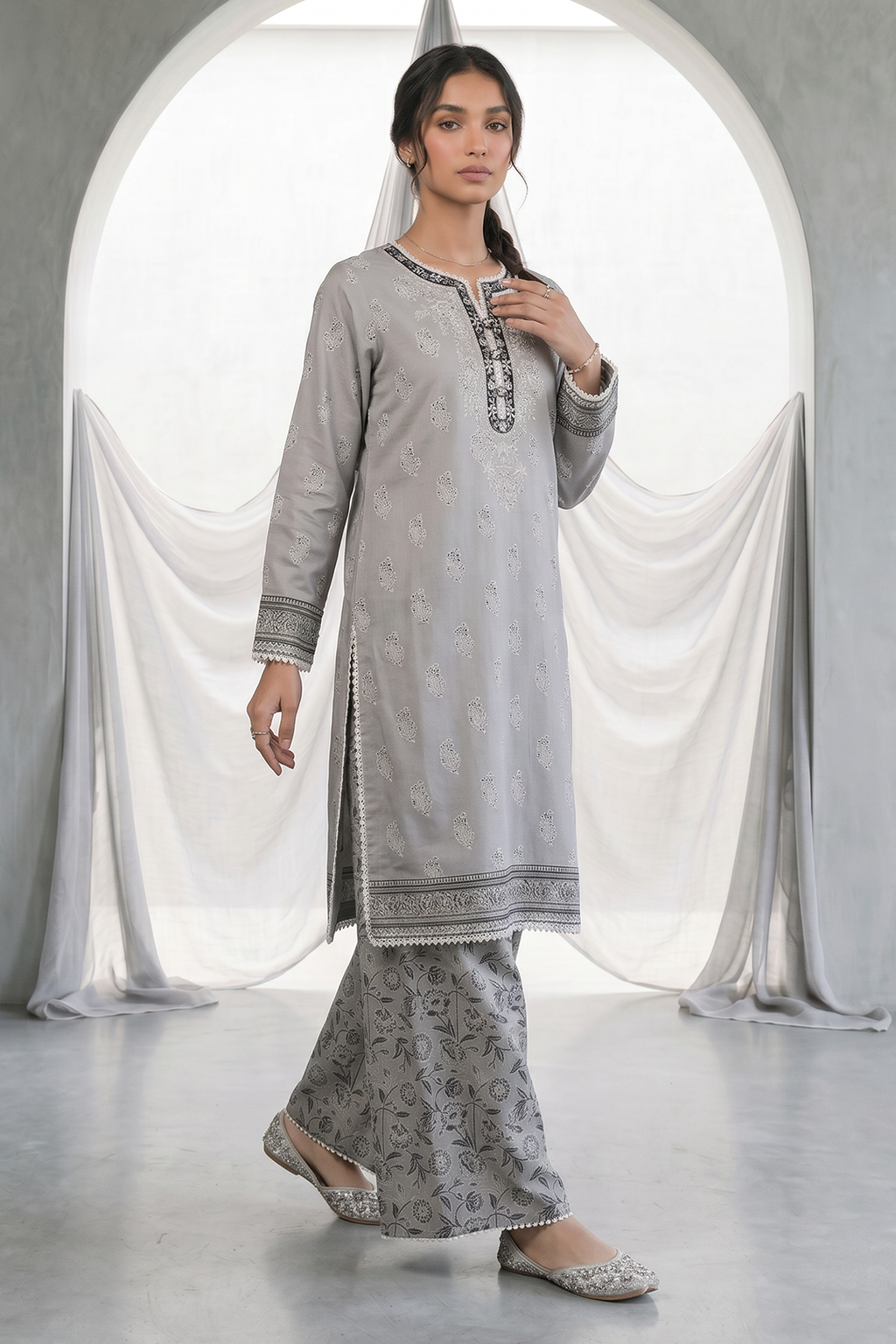 Embroidered Shirt Shalwar - 0933