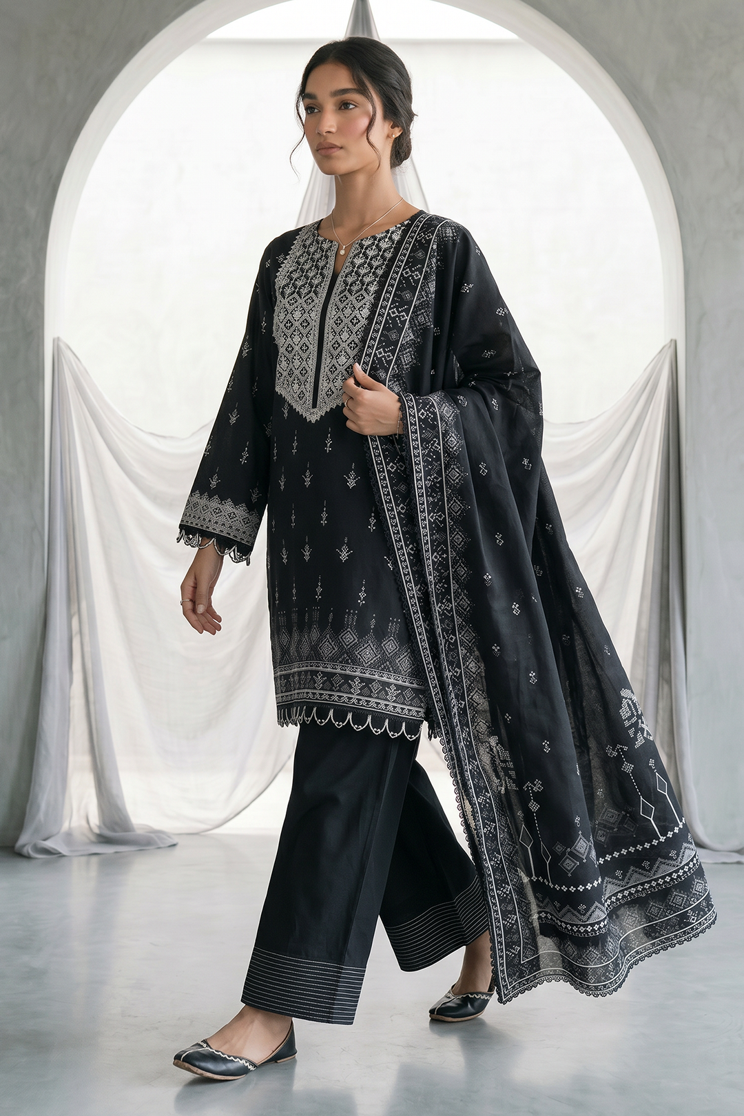 Embroidered Shirt Dupatta - 1067