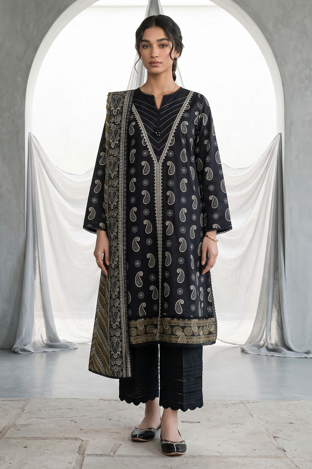 Embroidered Shirt Dupatta - 1068