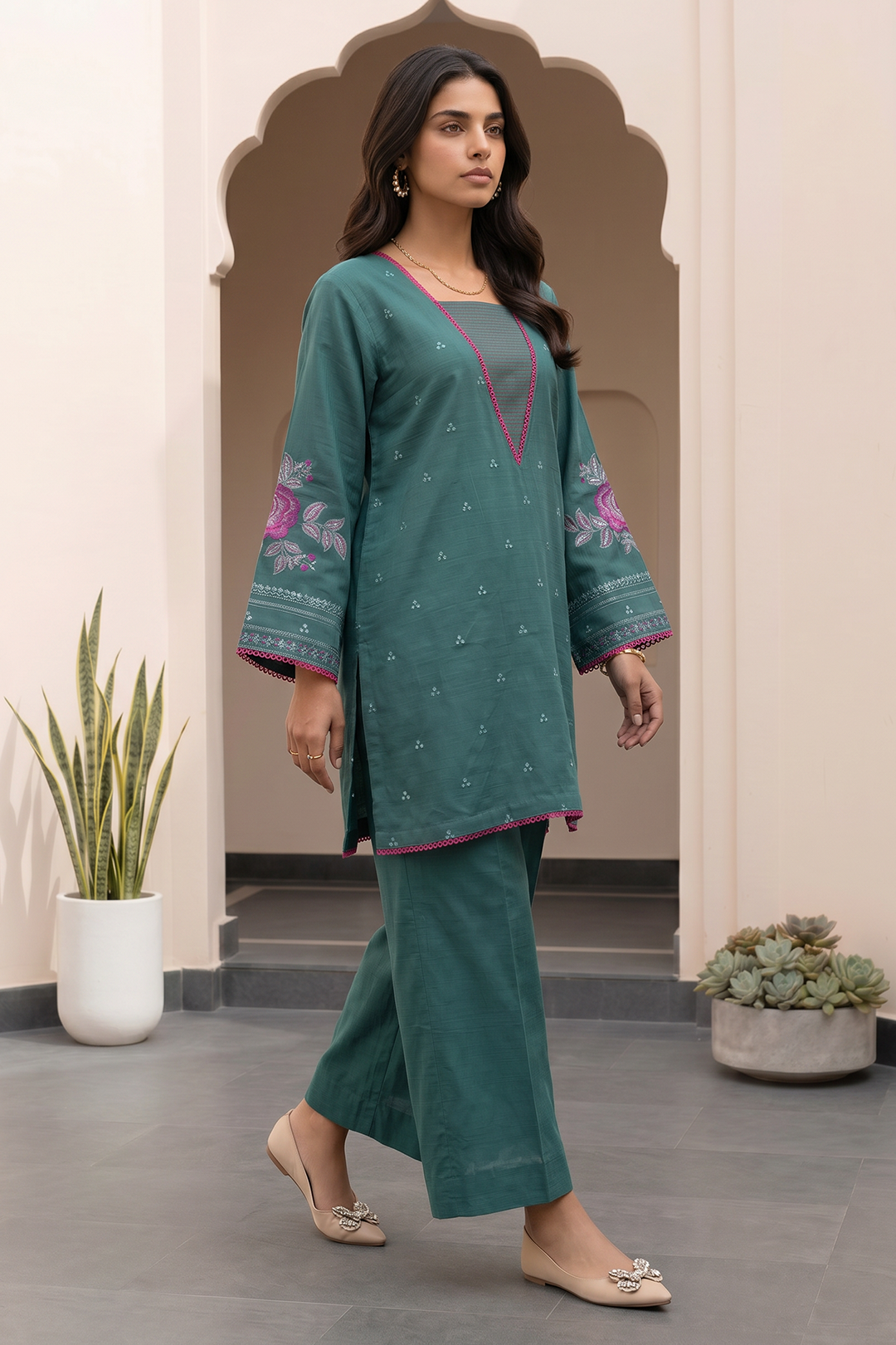Embroidered Shirt Shalwar - 1213