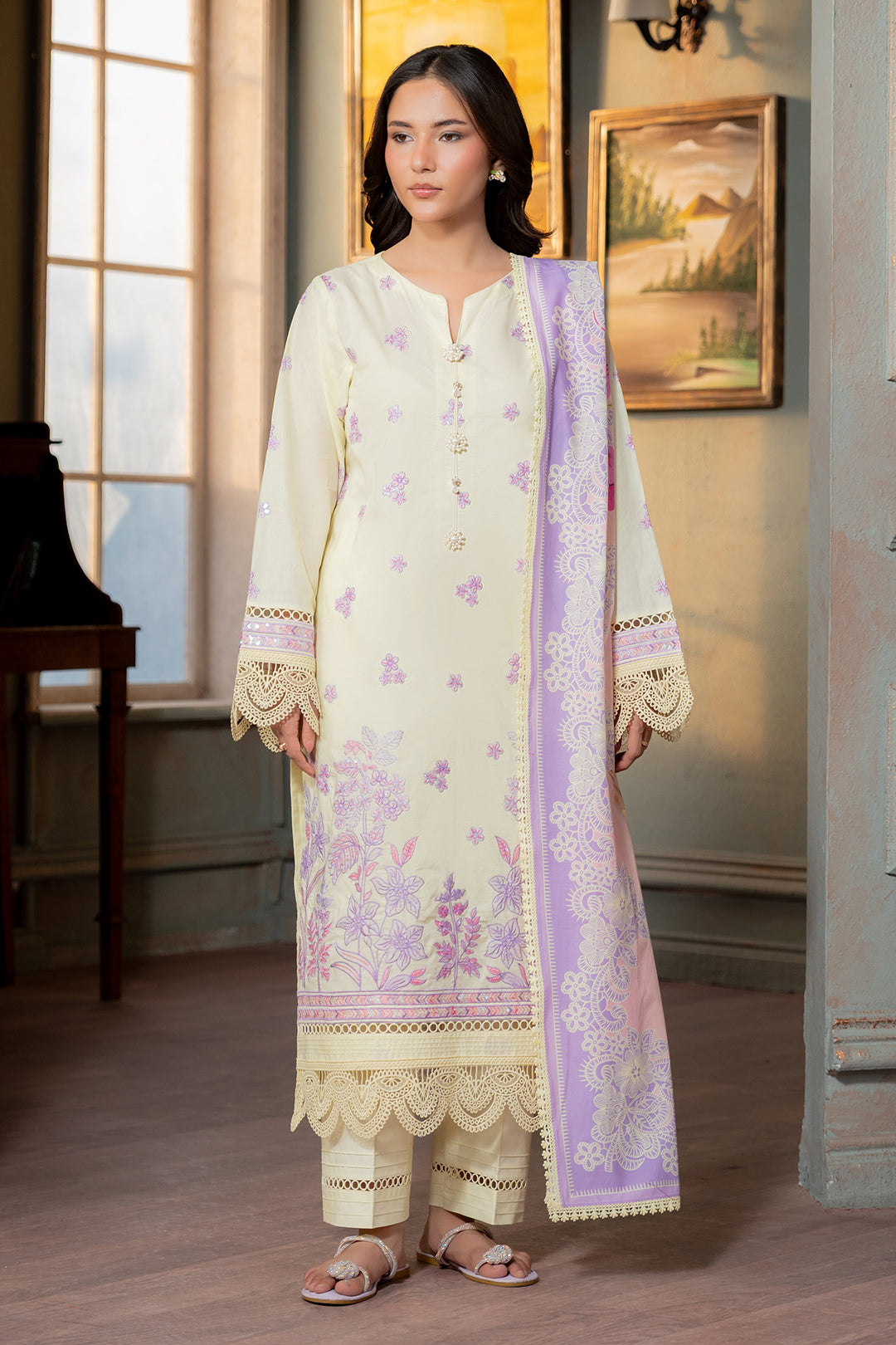 Embroidered Shirt Shalwar Dupatta - 0445