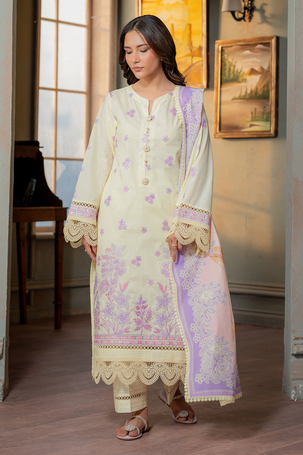 Embroidered Shirt Shalwar Dupatta - 0445