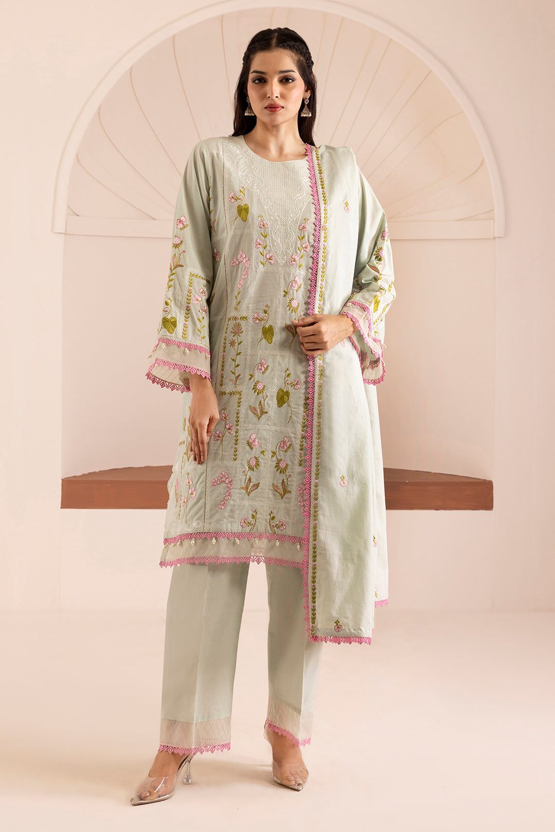 Embroidered Shirt Shalwar Dupatta - 0446