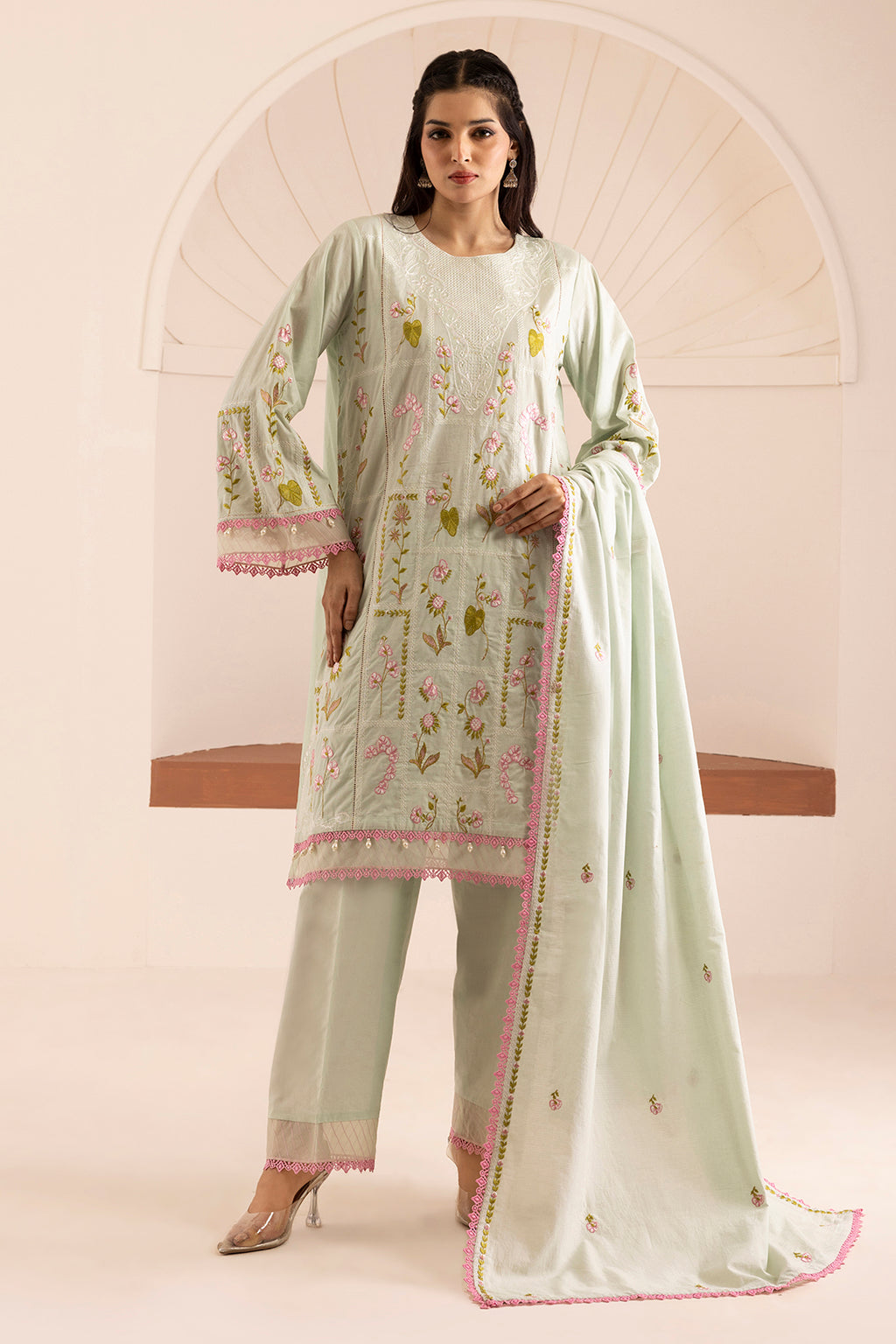 Embroidered Shirt Shalwar Dupatta - 0446