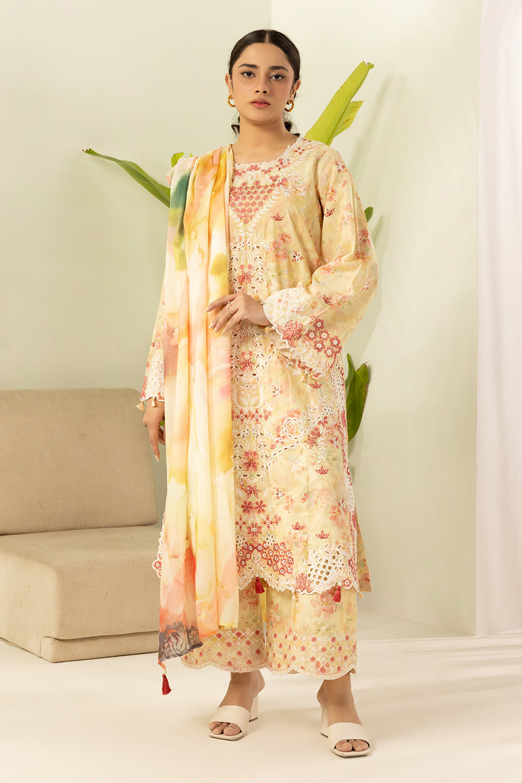 Embroidered Shirt Shalwar Dupatta - 0452