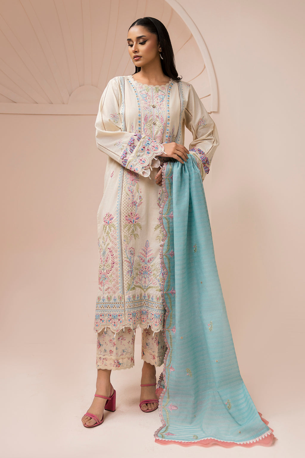 Embroidered Shirt Shalwar Dupatta - 0453