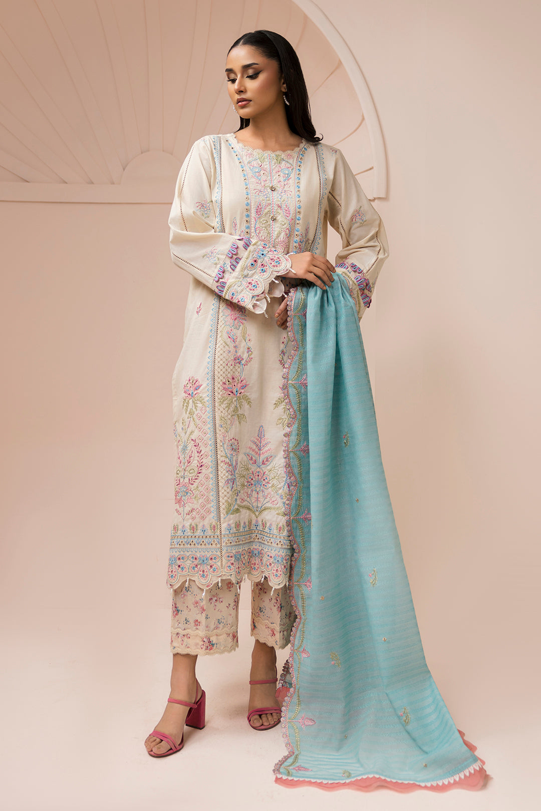 Embroidered Shirt Shalwar Dupatta - 0453
