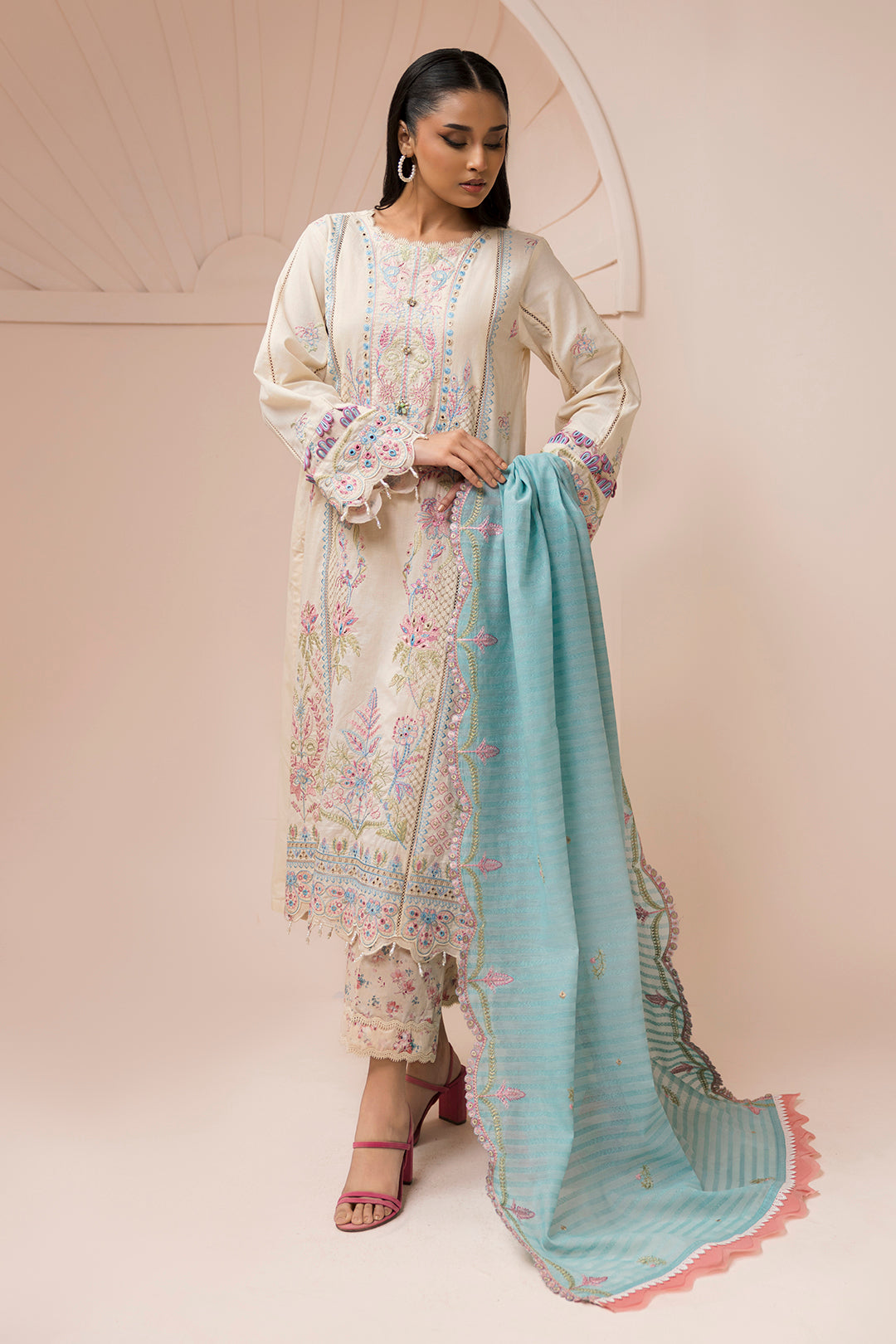 Embroidered Shirt Shalwar Dupatta - 0453