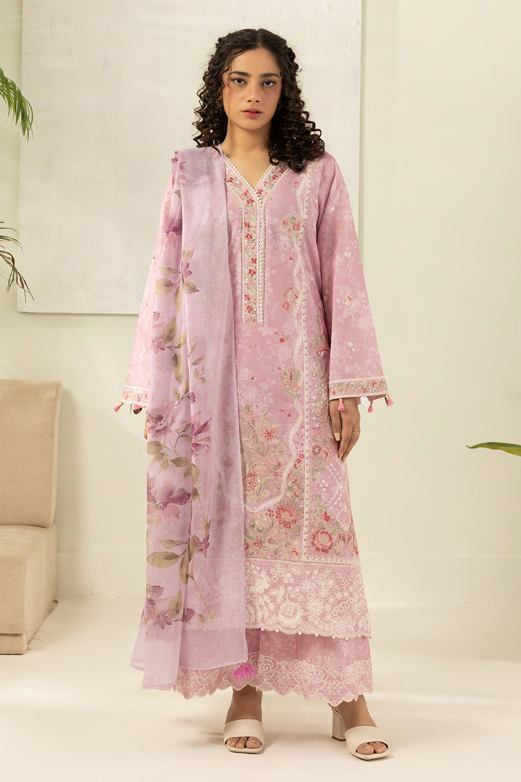 Embroidered Shirt Shalwar Dupatta - 0454
