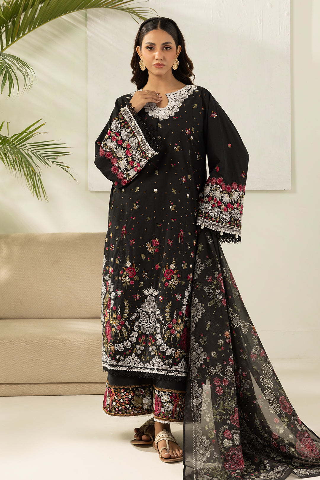 Embroidered Shirt Shalwar Dupatta - 0456