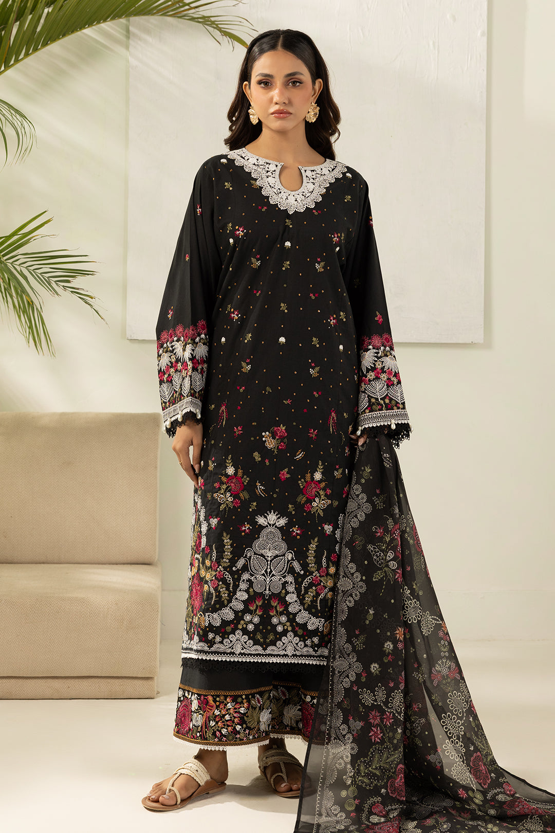 Embroidered Shirt Shalwar Dupatta - 0456
