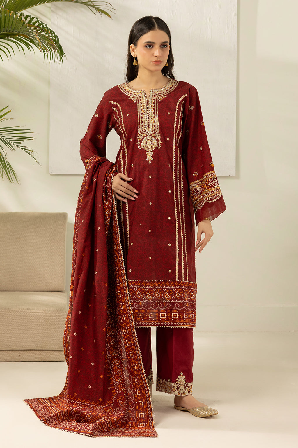 Embroidered Shirt Shalwar Dupatta - 0501