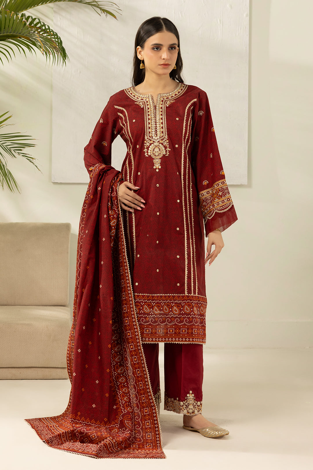 Embroidered Shirt Shalwar Dupatta - 0501