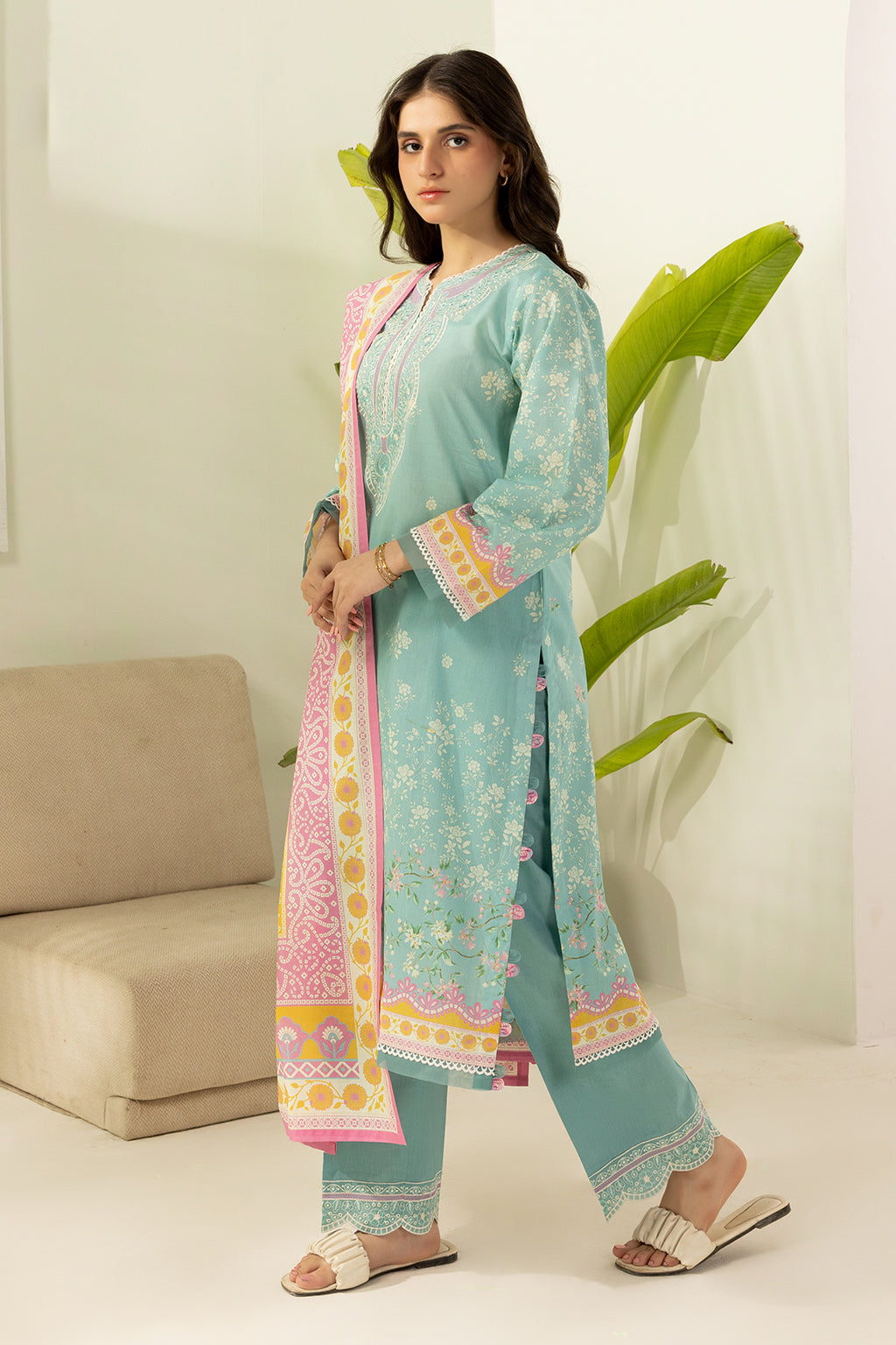 Embroidered Shirt Shalwar Dupatta - 0504