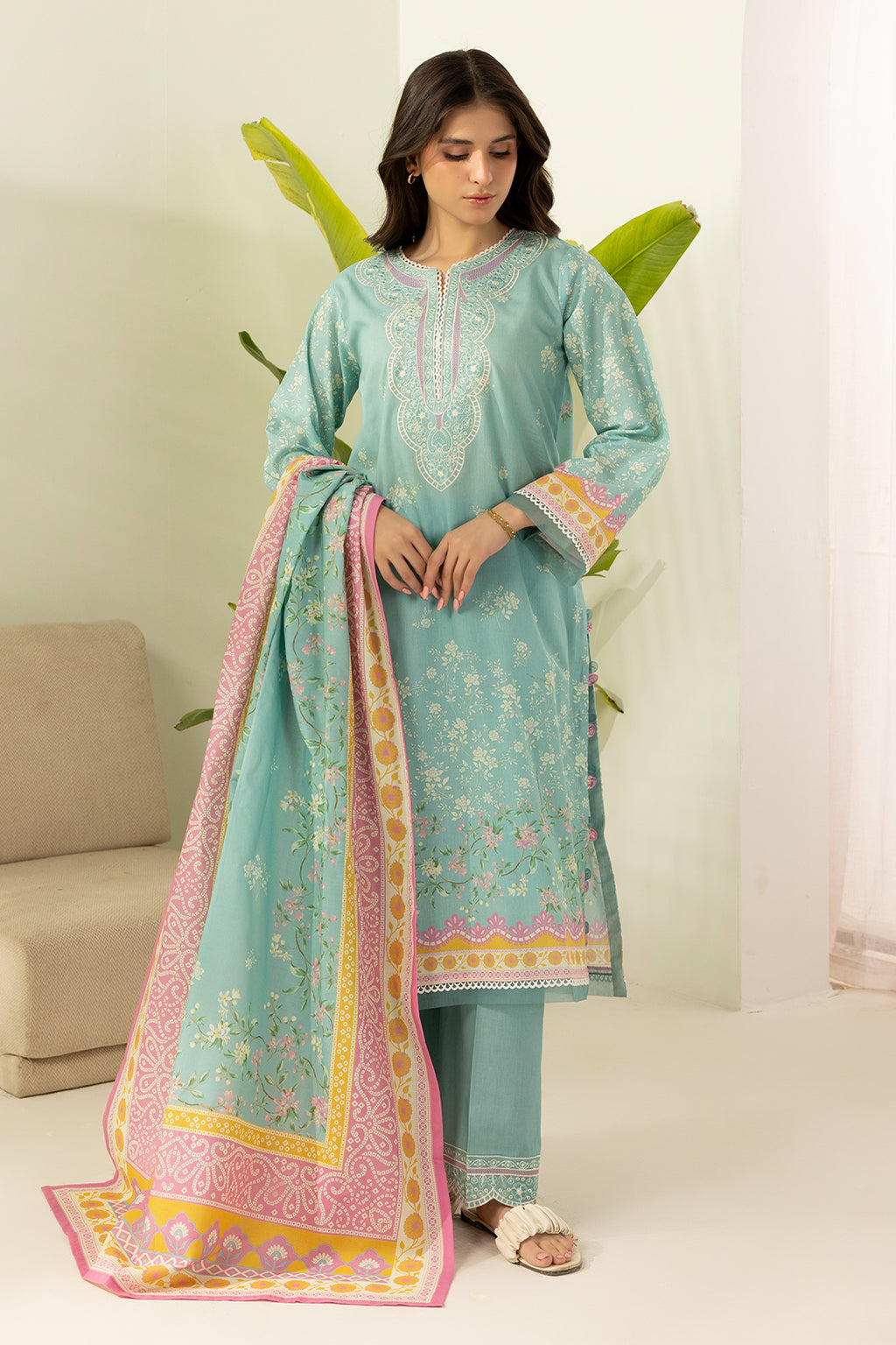 Embroidered Shirt Shalwar Dupatta - 0504