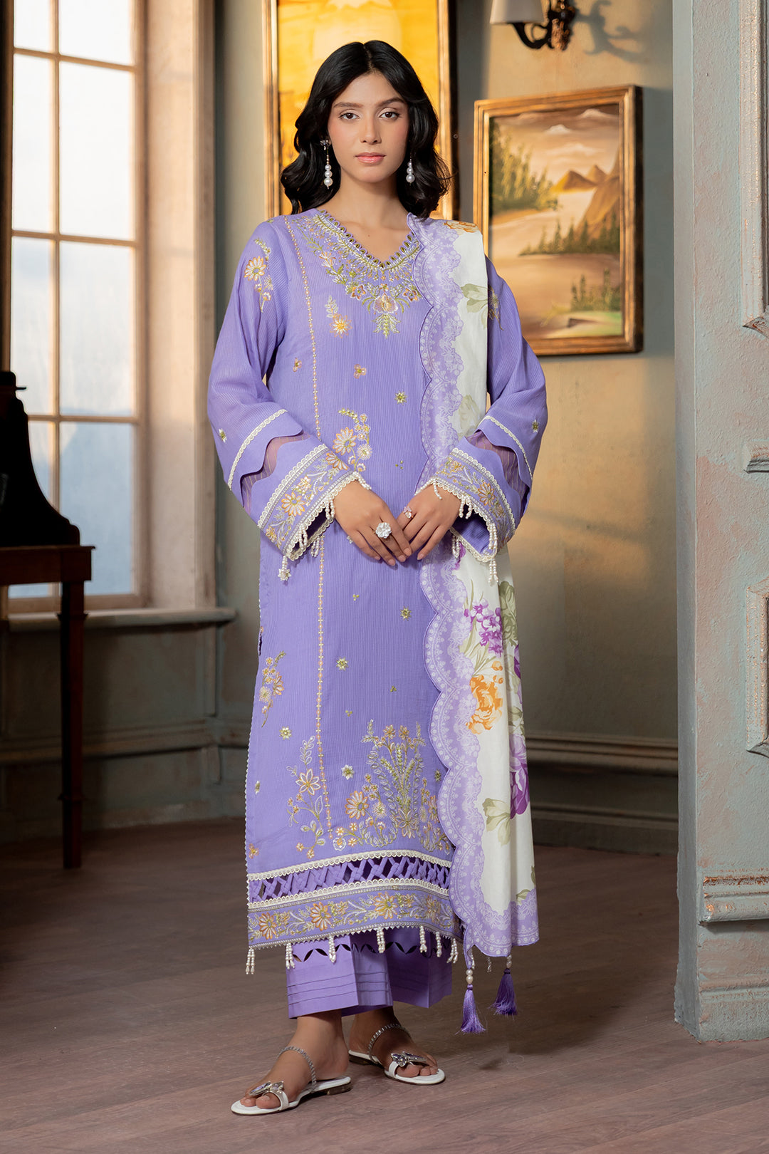 Embroidered Shirt Shalwar Dupatta - 0508