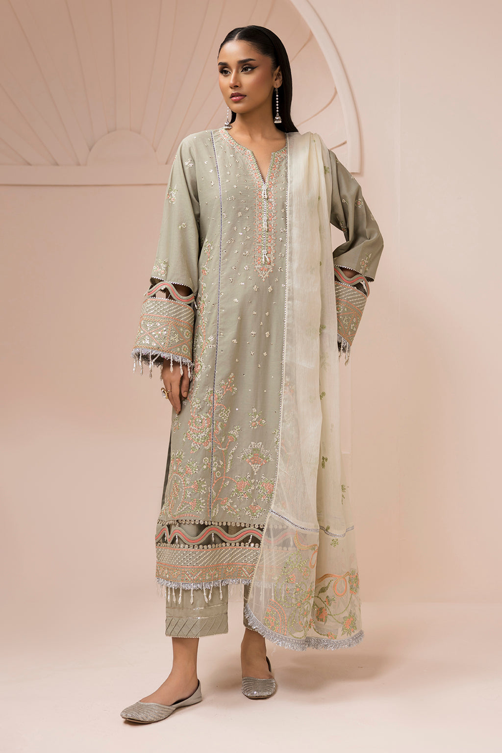 Embroidered Shirt Shalwar Dupatta - 0509