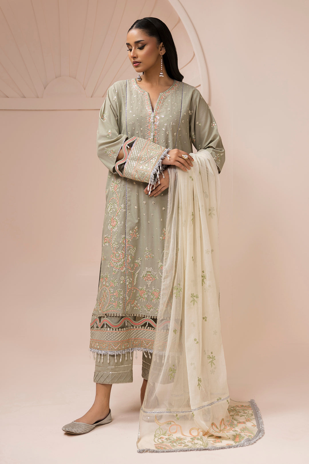 Embroidered Shirt Shalwar Dupatta - 0509