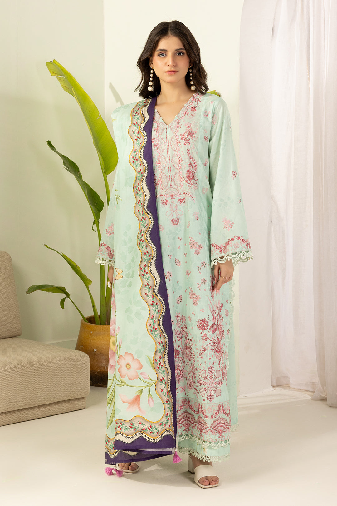 Embroidered Shirt Shalwar Dupatta - 0514