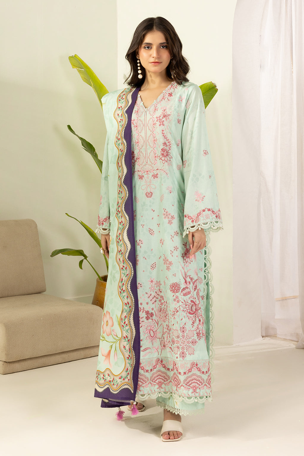 Embroidered Shirt Shalwar Dupatta - 0514