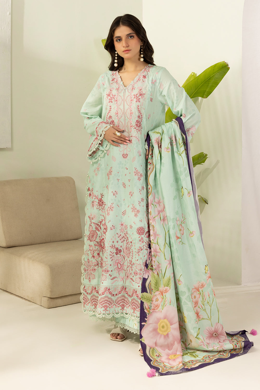 Embroidered Shirt Shalwar Dupatta - 0514