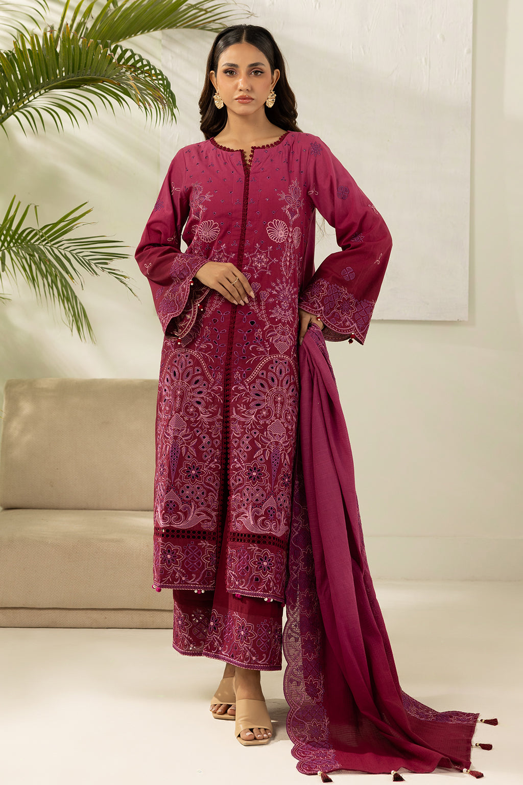 Embroidered Shirt Shalwar Dupatta - 0520