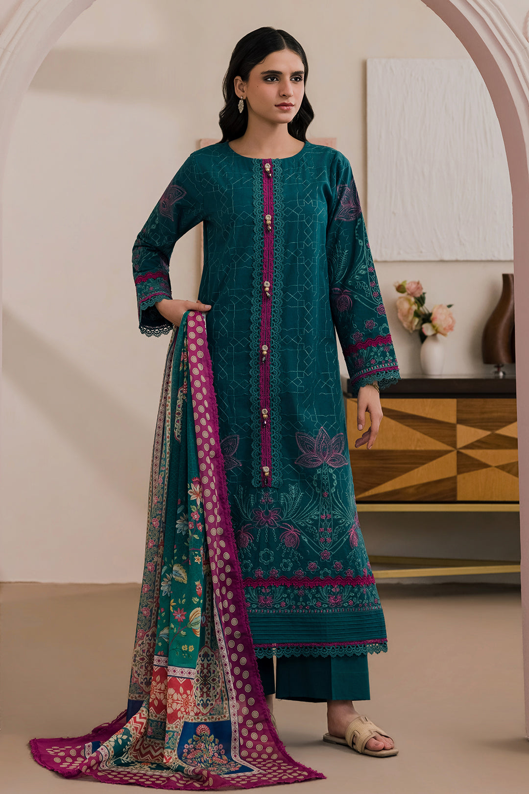 Embroidered Shirt Shalwar Dupatta - 0573