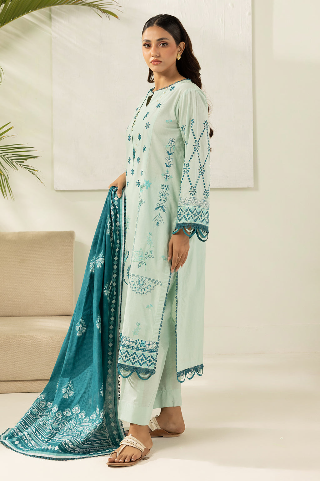 Embroidered Shirt Shalwar Dupatta - 0576