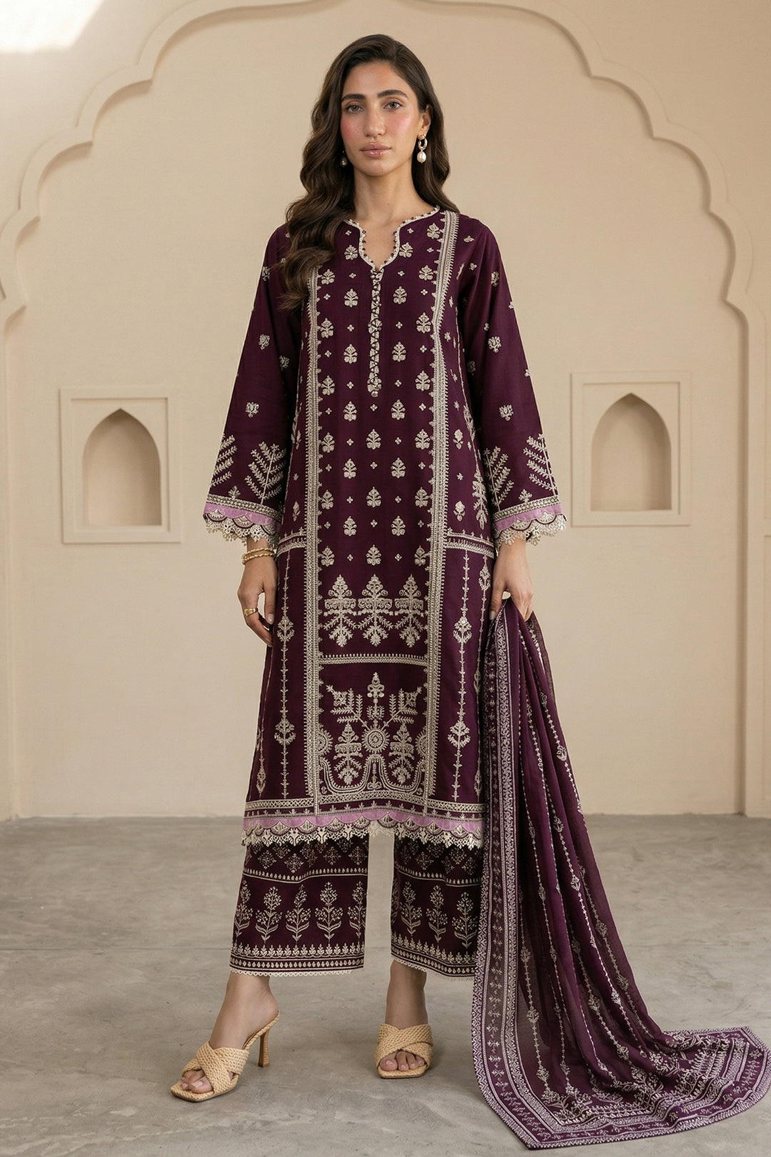 Embroidered Shirt Shalwar Dupatta - 0577