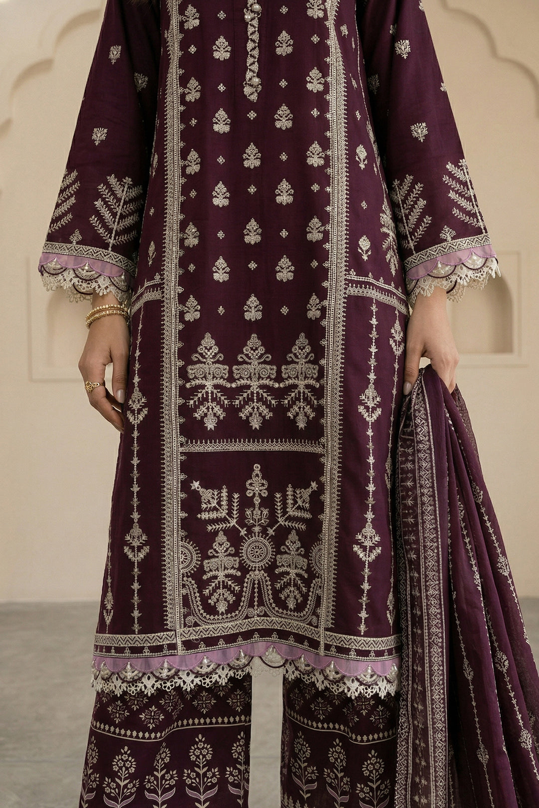 Embroidered Shirt Shalwar Dupatta - 0577