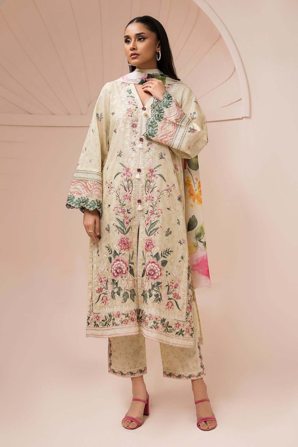 Embroidered Shirt Shalwar Dupatta - 0580