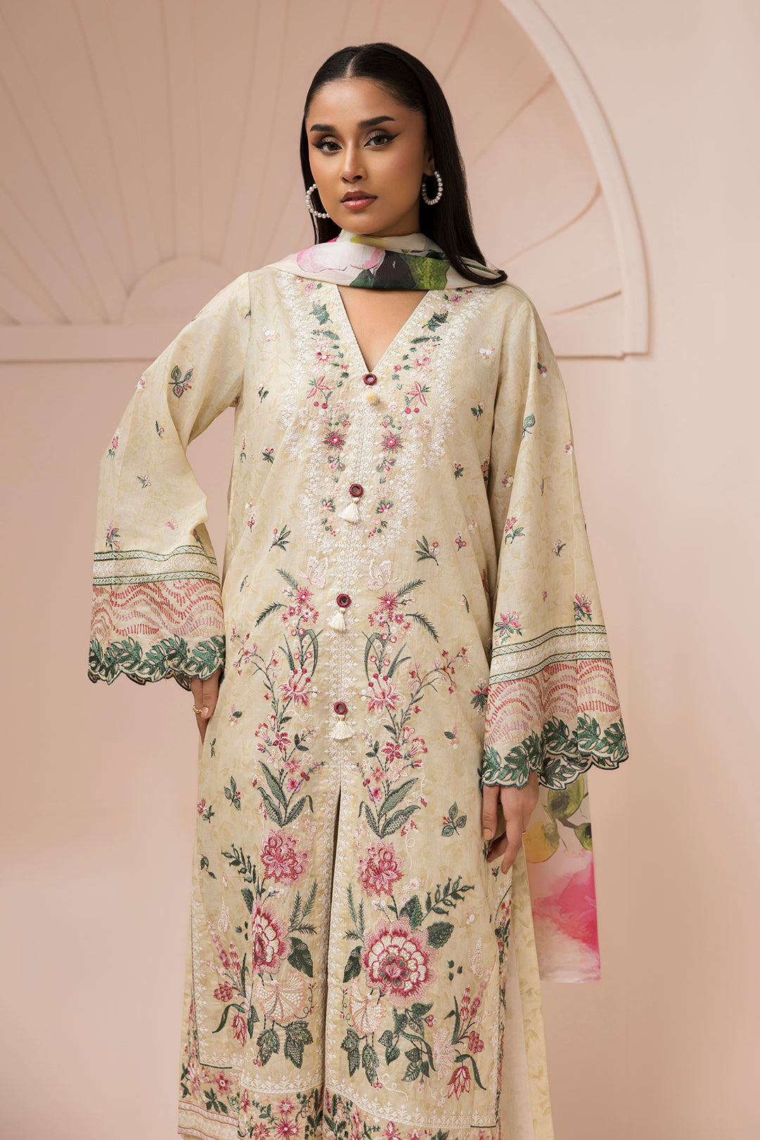 Embroidered Shirt Shalwar Dupatta - 0580