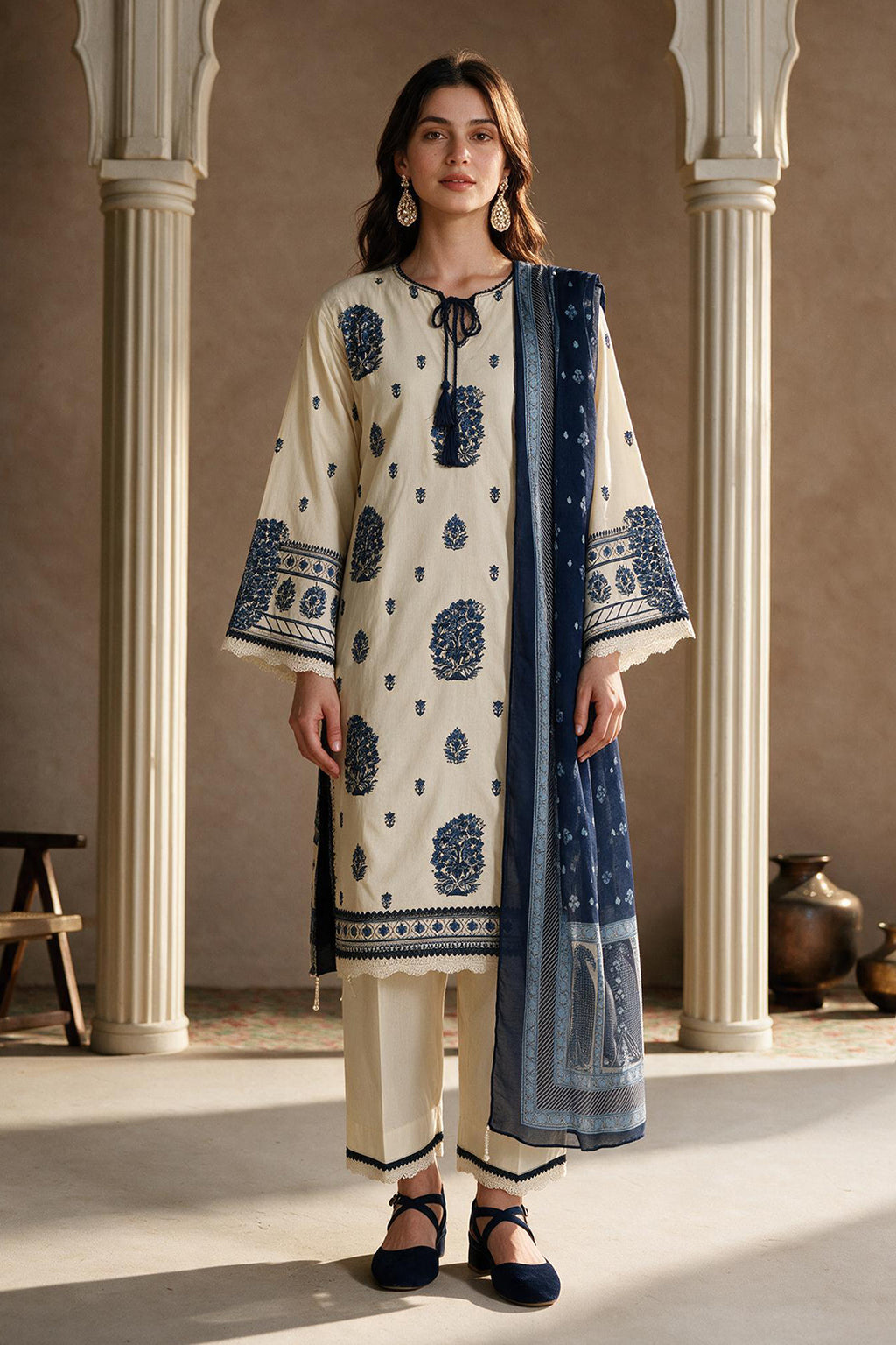 Embroidered Shirt Shalwar Dupatta - 0581