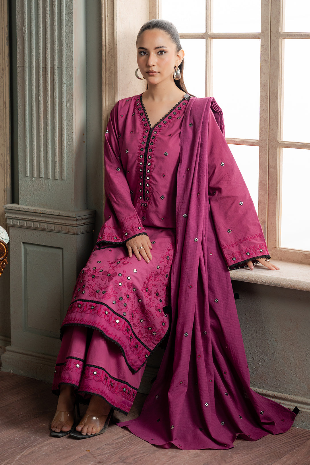 Embroidered Shirt Shalwar Dupatta - 0584